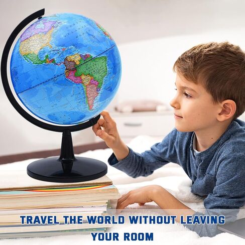 VAP World Globe لتعلم الأطفال، كرة أرضية تفاعلية مقاس 12 بوصة للأطفال مع حامل، كرات عالمية دوارة ذاتية التجميع للبالغين، غرفة الأطفال المزخرفة، مكتب الطلاب، الفصل الدراسي، مكتب البالغين in Saudi Arabia
