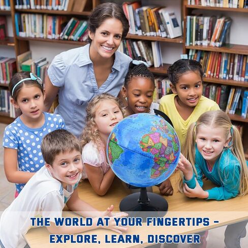 VAP World Globe لتعلم الأطفال، كرة أرضية تفاعلية مقاس 12 بوصة للأطفال مع حامل، كرات عالمية دوارة ذاتية التجميع للبالغين، غرفة الأطفال المزخرفة، مكتب الطلاب، الفصل الدراسي، مكتب البالغين in Saudi Arabia