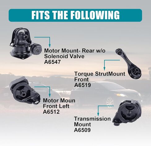 محرك المحرك وناقل الحركة مجموعة تثبيت 3 قطعة متوافقة مع 2006-2011 Honda Civic Hybrid 1.3L استبدال A65019 A65029 A4585 in Kuwait