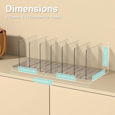 Bag Purse Organizer Accessories: 2-Dividers Plastic Clutch Dividers for Closet Organizers and Storage - Keep Carteras & Pocketbook Upright in Kuwait