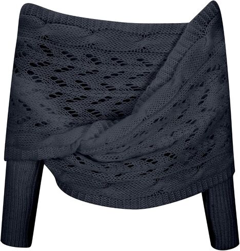 Scarf With Sleeves For Women Double Sleeve Scarf Knitted Cable Crochet Multifunctional Shawl Sweaters With Sleeves in Kuwait