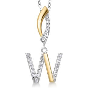 Initial Pendant Necklace Letter A to Z Alphabet | 10K Yellow Gold and 925 Sterling Silver | White Lab Grown Diamond | Gift Women Mother's Day Wife Mom Girlfriend Anniversary Birthday | By Keren Hanan in Saudi Arabia