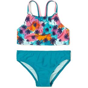 Speedo Girls' Standard Swimsuit Two Piece Bikini Set, Paradise Palm in Kuwait