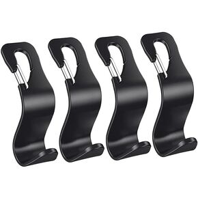 Car Seat Headrest Hook 4 Pack Car Hooks Leather Universal Vehicle Handbag, Purse, Coat Storage Organize (Black) in Saudi Arabia