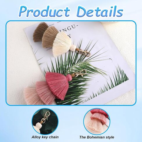2 Pcs Colorful Tassel Keychain, Boho Handbag Purse Tassels Key Chain Pom Tassel Keychain Cute Layered Pendant for Women in Saudi Arabia