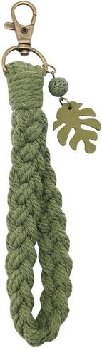 سوار Macrame Boho Keychain مع شرابات نخيل أوراق السحر المصنوع يدويًا حامل المفاتيح المفتاح للنساء in Kuwait