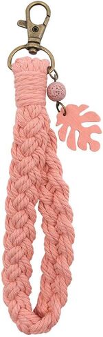 سوار Macrame Boho Keychain مع شرابات نخيل أوراق السحر المصنوع يدويًا حامل المفاتيح المفتاح للنساء in Kuwait