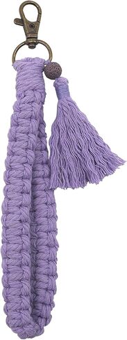 سوار Macrame Boho Keychain مع شرابات نخيل أوراق السحر المصنوع يدويًا حامل المفاتيح المفتاح للنساء in Kuwait