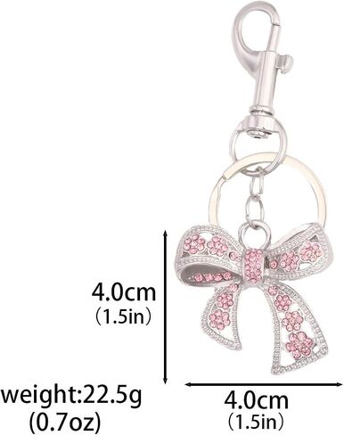 Songchangjewelry Rhinestone Bow keychain للنساء - سحر الأنيقة الذهبية والفضية ، حلقة مفتاح الموضة للحقائب والهدايا in Saudi Arabia
