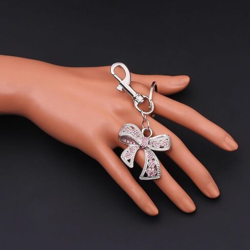 Songchangjewelry Rhinestone Bow keychain للنساء - سحر الأنيقة الذهبية والفضية ، حلقة مفتاح الموضة للحقائب والهدايا in Saudi Arabia