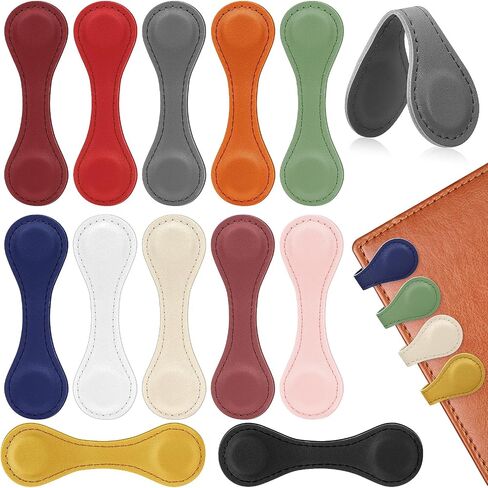 Magnetic Leather Bookmark, 12 Pcs Colorful Leather Magnet Book Marks Page Markers Retro Magnet Bookmark Clips Reading Supplies Gift for Reading Men Women Book Lovers in Saudi Arabia