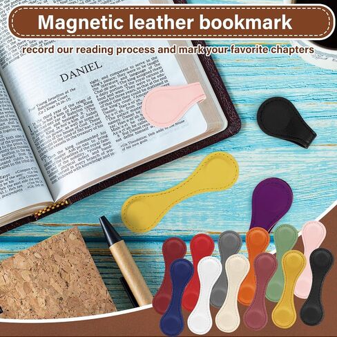 Magnetic Leather Bookmark, 12 Pcs Colorful Leather Magnet Book Marks Page Markers Retro Magnet Bookmark Clips Reading Supplies Gift for Reading Men Women Book Lovers in Saudi Arabia