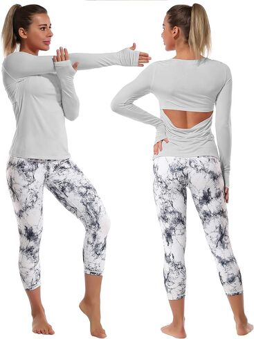BUBBLELIME Women's Open Back Workout Shirts Soft Athletic Yoga Tops Workout Sport Shirts in Kuwait
