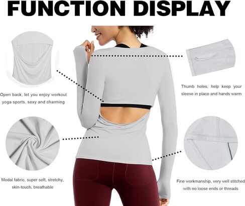 BUBBLELIME Women's Open Back Workout Shirts Soft Athletic Yoga Tops Workout Sport Shirts in Kuwait