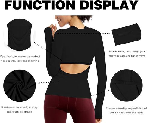 BUBBLELIME Women's Open Back Workout Shirts Soft Athletic Yoga Tops Workout Sport Shirts in Kuwait