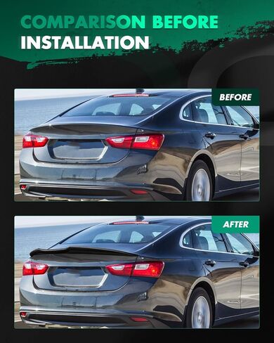 SCITOO ABS Spoiler for 2016-2021 for Chevrolet Malibu Trunk Spoiler Roof Lip Kit, Rear Spoiler Wing, Car Rear Spoiler Exterior Rear Spoiler Kit (Glossy Black) in Saudi Arabia