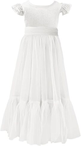 Velvet Tulle Flower Girl Dress for Wedding Kids Princess Pageant Dress Boho Bow-Knot Long Dress Prom Ball Gowns in Saudi Arabia