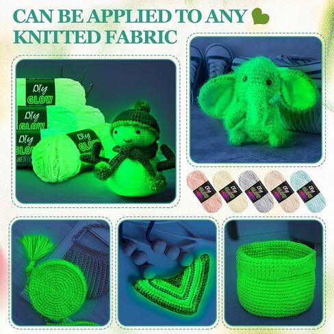 Fanfanwin 5 Rolls Glow in The Dark Chenille Yarn Luminous Crochet Yarn Glow Sewing Craft Yarn for DIY Arts Crafts Halloween Kntting Sewing Crocheting Supplies, 76.5 Yard Per Roll in Saudi Arabia