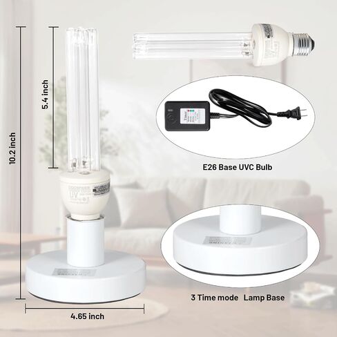 25 Watts UVC Light Bulb with Ozone, UV Light for Bedroom/Bathroom/Closet/Kitchen, 185nm Wavelength Covers up to 400sq.ft, E26 110V CTUV-25 in Kuwait