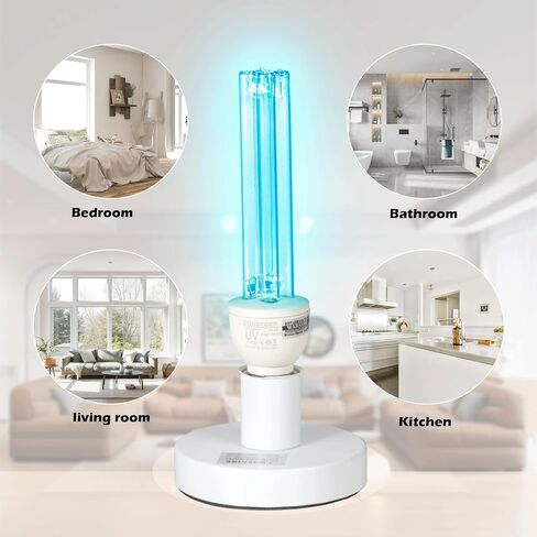 25 Watts UVC Light Bulb with Ozone, UV Light for Bedroom/Bathroom/Closet/Kitchen, 185nm Wavelength Covers up to 400sq.ft, E26 110V CTUV-25 in Kuwait