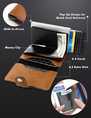 Wallet for Men Wallet with Slim Pop Up Card Holder 9-13 Cards, Bifold Minimalist Smart Wallet RFID Blocking Credit Card Holder Compact Metal Aluminum Card Case in Kuwait