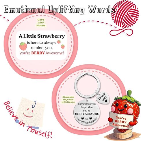 هدايا الفراولة لها الدعم العاطفي الإيجابي: النساء رجال صديقة صديقها زوجة الزوج الهدايا الذكرى عيد ميلاد عيد الميلاد ، والفراولة اللطيفة اليدوية والحب بطاقة مفتاح بطاقة (الحب) in Kuwait