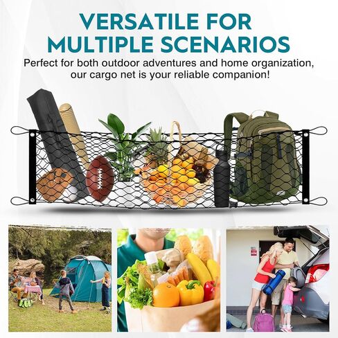 FIILINES Trunk Mesh Cargo Net for Jeep Cherokee 2019-2024, Envelope Style Organizer and Storage Accessory, Premium Rear Trunk in Kuwait