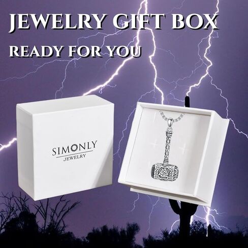 SIMONLY Thors Hammer Necklace 925 Sterling Silver Turquoise Obsidian Tigers Eye Mjolnir Necklace Urn Necklaces for Ashes Viking Cremation Jewelry for Men Women Unisex in Saudi Arabia