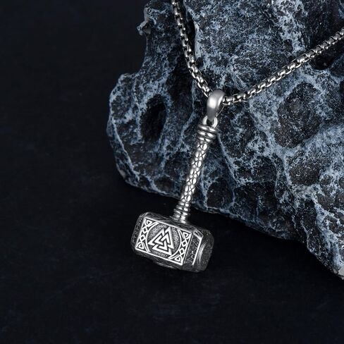 SIMONLY Thors Hammer Necklace 925 Sterling Silver Turquoise Obsidian Tigers Eye Mjolnir Necklace Urn Necklaces for Ashes Viking Cremation Jewelry for Men Women Unisex in Saudi Arabia
