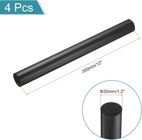 MECCANIXITY Black Round ABS Plastic Rods 1.2-inch Diameter and 12-inch Length Rigid Insulation Opaque Plastic Rods for DIY Craft Model Making, 2 Pack in Kuwait