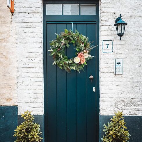 Kmise 27" Spring Wreath for Front Door, Summer Winter Peony Green Leaf Wreaths for Wall Room Window Decor in Saudi Arabia