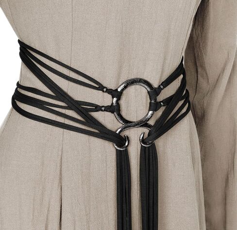 L'VOW Long Rope Ring Knotted Belt for Women Norse Witch Waist Chain Troll Cross Body Waistband Shaman Pagan Viking Accessory in Kuwait