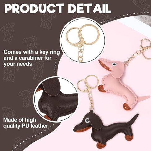 Giantree 2 Pcs Leather Dachshund Keychain, Dachshund Bag Charm Pendant Dachshunds Key Chain Fashion Cute Puppy Weiner Dog Keychain Gifts For Favorite People Women Men Birthday Keyring in Saudi Arabia