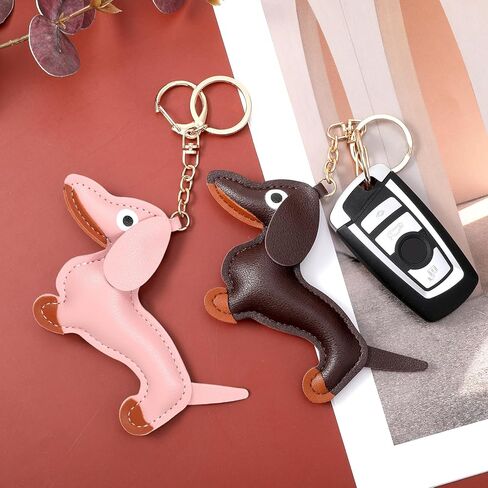 Giantree 2 Pcs Leather Dachshund Keychain, Dachshund Bag Charm Pendant Dachshunds Key Chain Fashion Cute Puppy Weiner Dog Keychain Gifts For Favorite People Women Men Birthday Keyring in Saudi Arabia