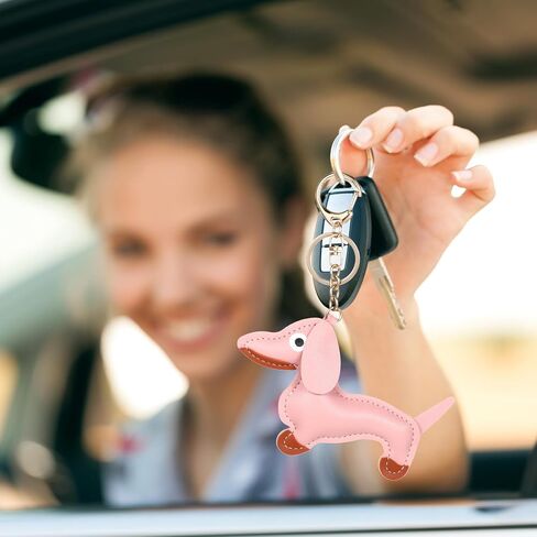 Giantree 2 Pcs Leather Dachshund Keychain, Dachshund Bag Charm Pendant Dachshunds Key Chain Fashion Cute Puppy Weiner Dog Keychain Gifts For Favorite People Women Men Birthday Keyring in Saudi Arabia