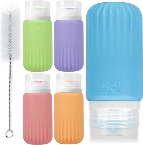5 Pack Silicone Condiment Squeeze Bottles, Salad Dressing Container to go, 2 OZ Condiment Containers with Lids, Sauce Containers, Leak-Proof Sauce Bottles for Ketchup, Maple Syrup & Oil in Kuwait
