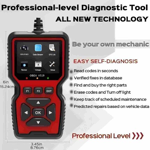 OBD2 Scanner Diagnostic Tool, Check Engine Code Reader OBD2 Scanner with Reset, Mode 6, Mode 8 & I/M Readiness, Auto Check Engine Light Car Diagnostic Scan Tool for All OBDII Car Since 1996 in Saudi Arabia