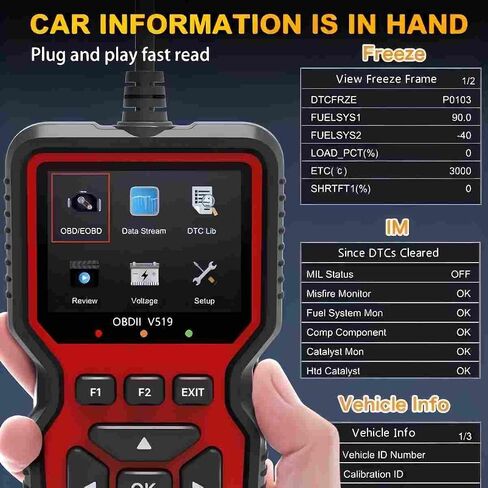 OBD2 Scanner Diagnostic Tool, Check Engine Code Reader OBD2 Scanner with Reset, Mode 6, Mode 8 & I/M Readiness, Auto Check Engine Light Car Diagnostic Scan Tool for All OBDII Car Since 1996 in Saudi Arabia