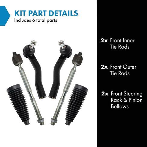 TRQ Front Steering Kit Steering Rack & Pinion Bellow Tie Rod Compatible with 2020-2022 Toyota Corolla 2016-2022 Prius 2019-2021 Prius AWD-e 2017-2022 Prius Prime in Kuwait