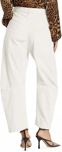 Cicy Bell Womens Baggy Barrel Horseshoe Pants Casual High Waisted Button Trousers with Front Pockets in Saudi Arabia