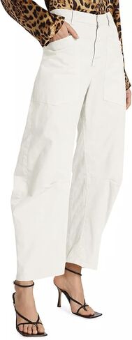 Cicy Bell Womens Baggy Barrel Horseshoe Pants Casual High Waisted Button Trousers with Front Pockets in Saudi Arabia