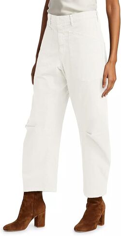 Cicy Bell Womens Baggy Barrel Horseshoe Pants Casual High Waisted Button Trousers with Front Pockets in Saudi Arabia