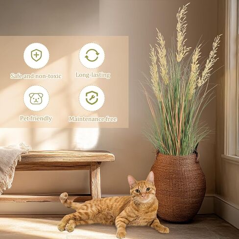 Jexine 4 PCs طول نبات عشبي اصطناعي 4 قدم محفوظ بوعاء مصطنعة نباتات أخضر مصطنعة فوكس بامباس العشب طويل القامة في وعاء للهدية منزل هدايا منزل حديقة الحمام الديكور في الهواء الطلق in Saudi Arabia