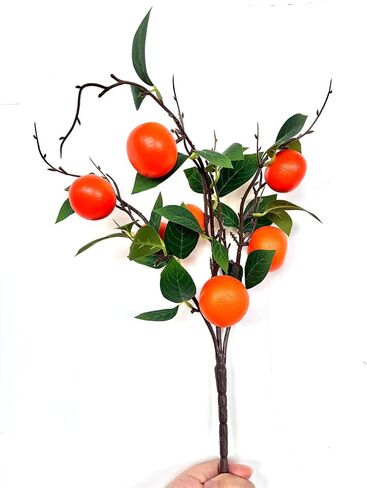 Artificial Orange Branches, Simulation Tangerine Branches,Lifelike Fake Fruit Props with Green Leaves for Vase Home Party Decoration Decorative, Arrangement Photography Props in Saudi Arabia