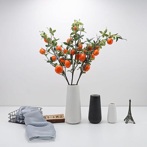 Artificial Orange Branches, Simulation Tangerine Branches,Lifelike Fake Fruit Props with Green Leaves for Vase Home Party Decoration Decorative, Arrangement Photography Props in Saudi Arabia