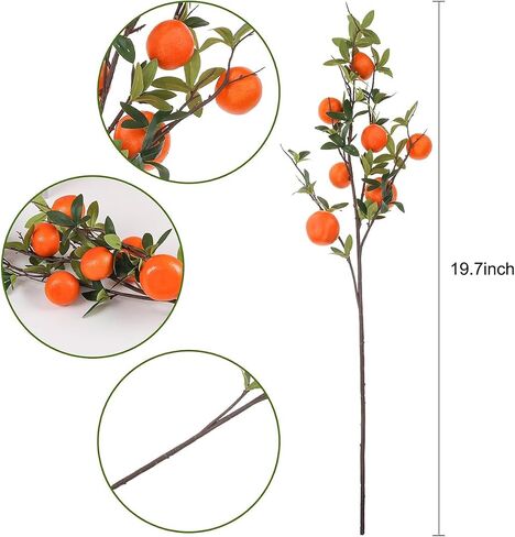 Artificial Orange Branches, Simulation Tangerine Branches,Lifelike Fake Fruit Props with Green Leaves for Vase Home Party Decoration Decorative, Arrangement Photography Props in Saudi Arabia