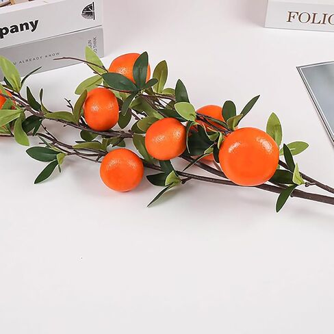 Artificial Orange Branches, Simulation Tangerine Branches,Lifelike Fake Fruit Props with Green Leaves for Vase Home Party Decoration Decorative, Arrangement Photography Props in Saudi Arabia