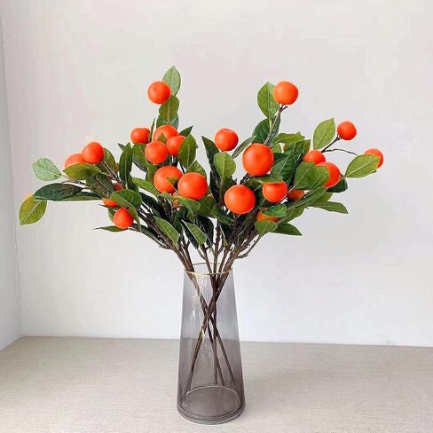 Artificial Orange Branches, Simulation Tangerine Branches,Lifelike Fake Fruit Props with Green Leaves for Vase Home Party Decoration Decorative, Arrangement Photography Props in Saudi Arabia