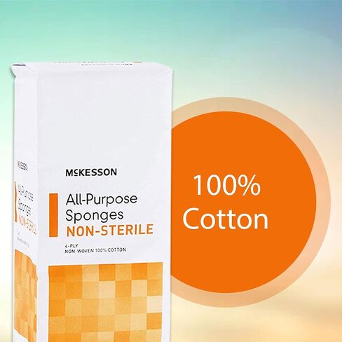 McKesson All Purpose Sponges, Non-Sterile, 4-Ply, 100% Cotton, 2 in x 2 in, 200 per Pack, 1 Pack in Kuwait
