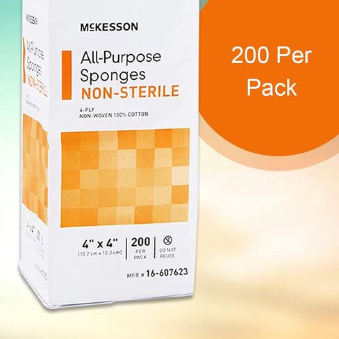 McKesson All Purpose Sponges, Non-Sterile, 4-Ply, 100% Cotton, 2 in x 2 in, 200 per Pack, 1 Pack in Kuwait